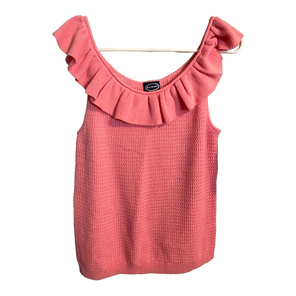 Scoop Summer Sweater Lightweight Pink Sz Large 12-14 Knit 100% Cotton Swank Top